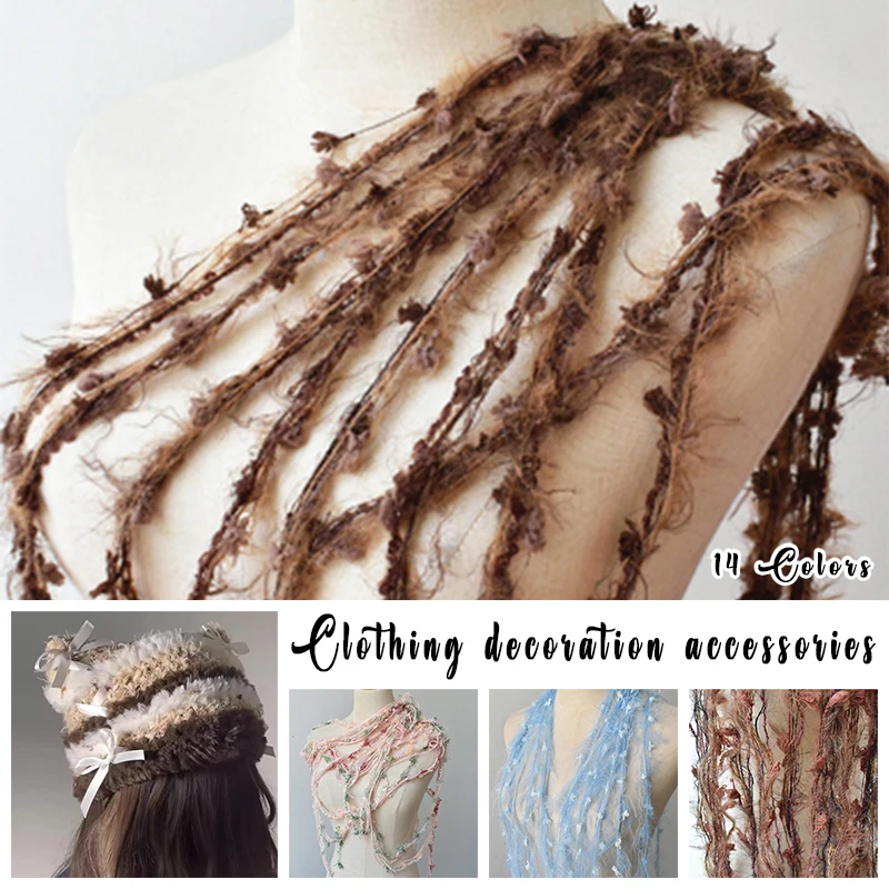 

Wool Velvet Handwoven Lace Material Wedding Decoration Hanrt Fabric Texture Creative Tulle Fabric Woven Belts Clothing Fabric 2m