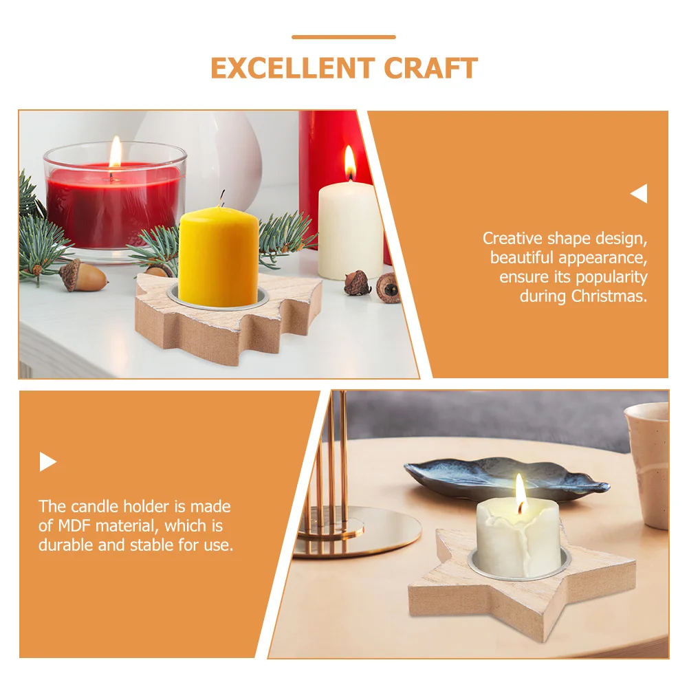 

6Pcs Wooden Holder Handcrafted Mdf Tealight Stand for Christmas Gift Home Coffee Shop Atmosphere Decor Holder