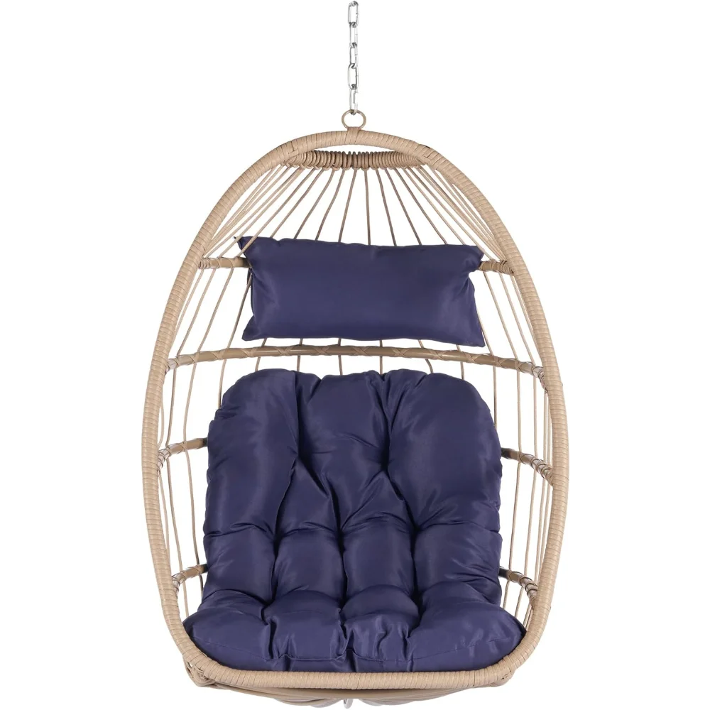 

Wicker Egg Chair Without Stand,Indoor Outdoor 360 Swivel Hanging Egg Chair Rattan Patio Basket Chair no Stand Foldable Hammock
