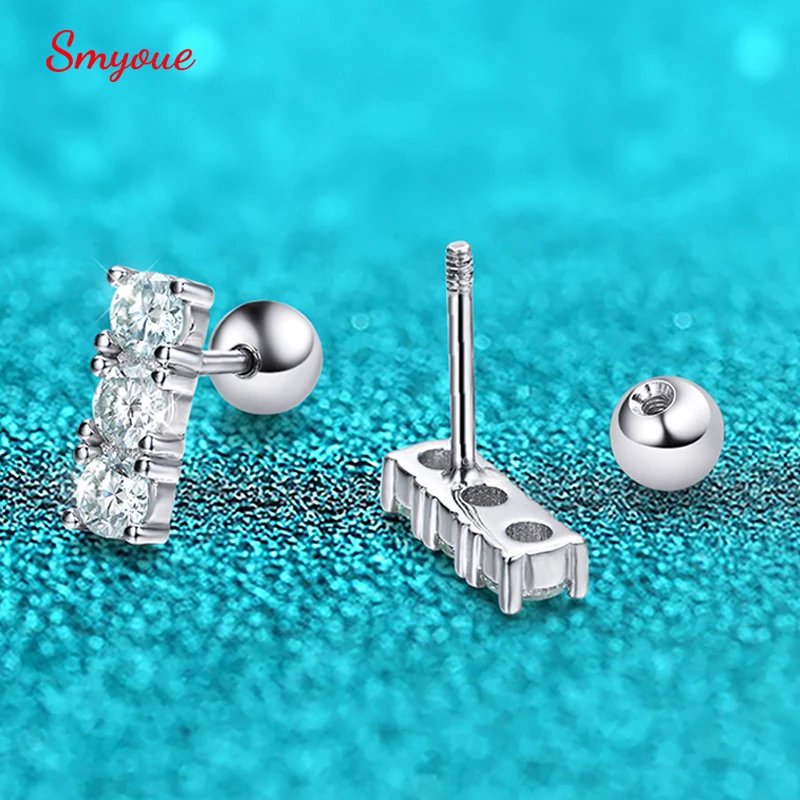 

Smyoue 0.6CTTW Screw Buckle Moissanite Stud Earrings for Women Lab Created Diamond Wedding Jewelry S925 Sterling Silver Earring