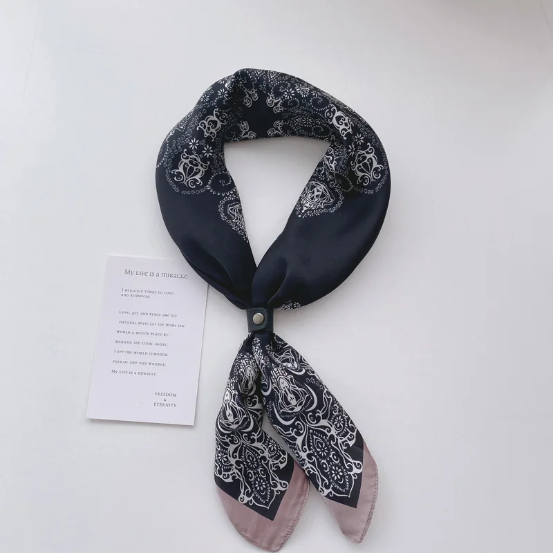 Paisley Print Silk Square Scarf Women Luxury Design 70*70cm Soft Satin Hairband Neckerchief Office Hijab Headband Foulard Gift image 5