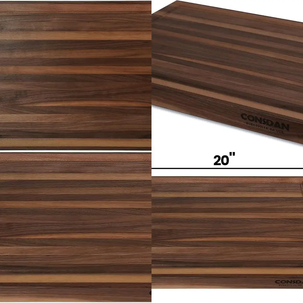 

American-Grown Walnut Kitchen Cutting Board, 20x15, 1.5 Thick, Edge Grain, Food-Safe Oil, Hidden Handle