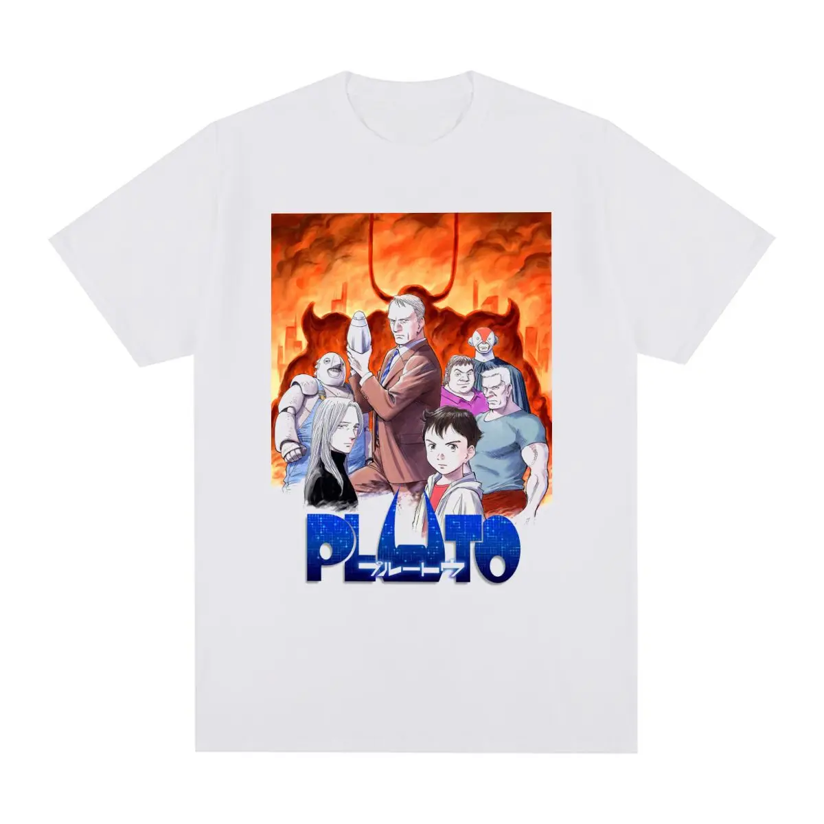 Pluto From Astro Boy Naoki Urasawa Vintage T-shirt Cotton Men T shirt New Tee Tshirt Womens Tops