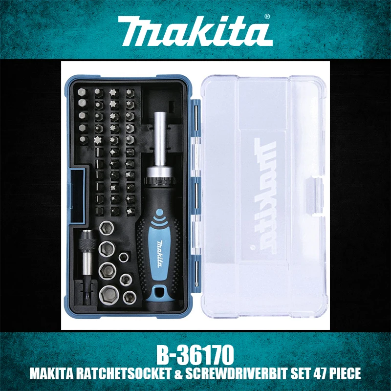 Makita B-36170 Ratchet Socket Screwdriver Bit Set 47 Piece Hand Tools Power Tool Accessories