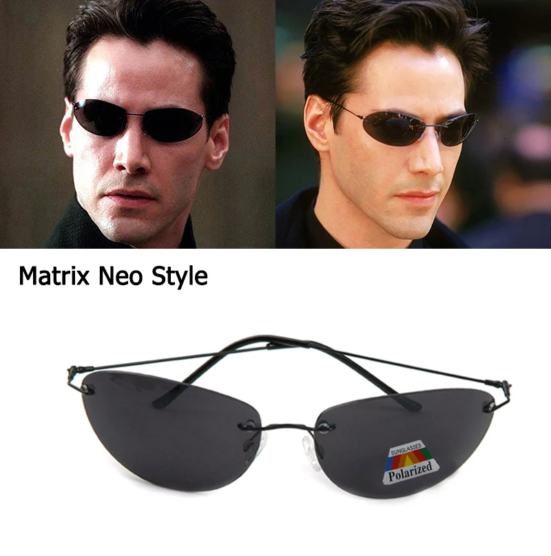 3 Stück Titan klassische polarisierte Sonnenbrille Männer Matrix Neo Morpheus UV400 Film super leichte Marke Designer randlose Sonnenbrille – Detail 4