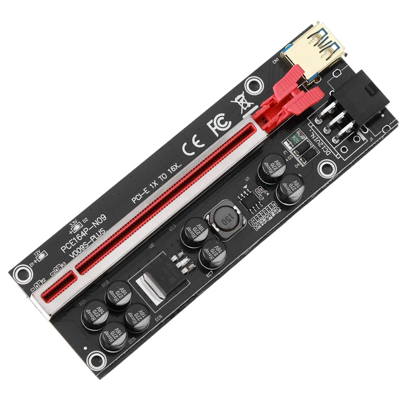 GPU Riser 009S Plus 8 Capacitors PCIe X1 to X16 Graphics Card Extension Kit with USB 3.0 Cable for Mining Rigs