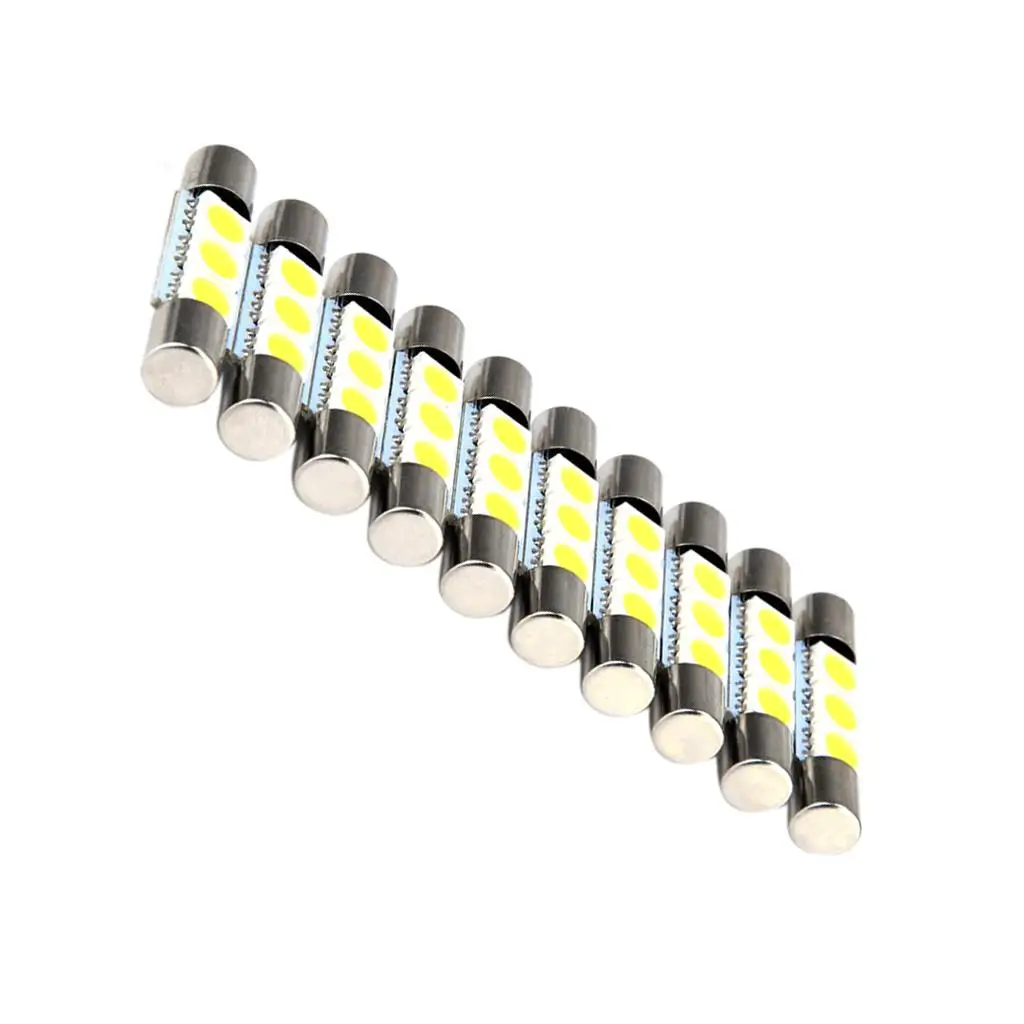 10X White Festoon 28mm-31mm Fuse 5050 3SMD SunVisor Vanity Mirror LED Light