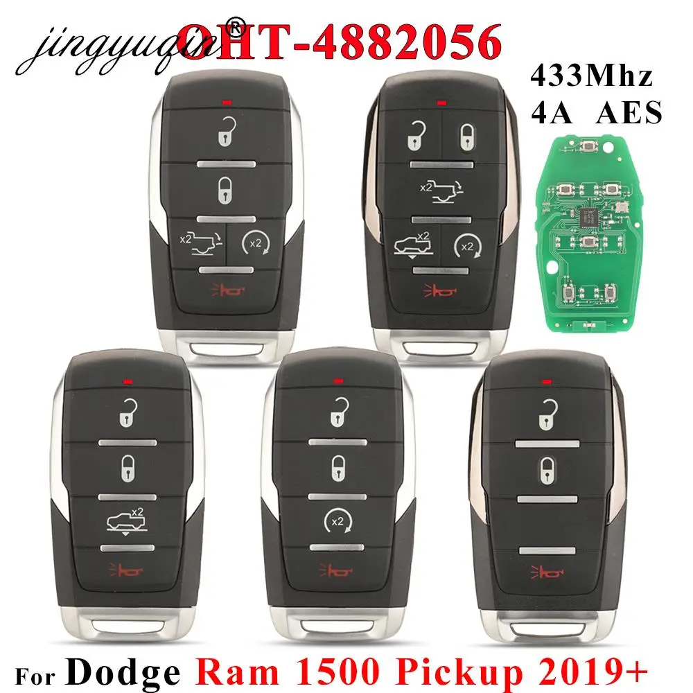 jingyuqin OHT-4882056 Smart Prox Remote Key Fob 433.92MHz 4A Chip for Dodge Ram 1500 Pickup 2019 2020+ 68291692AD 68291691AD