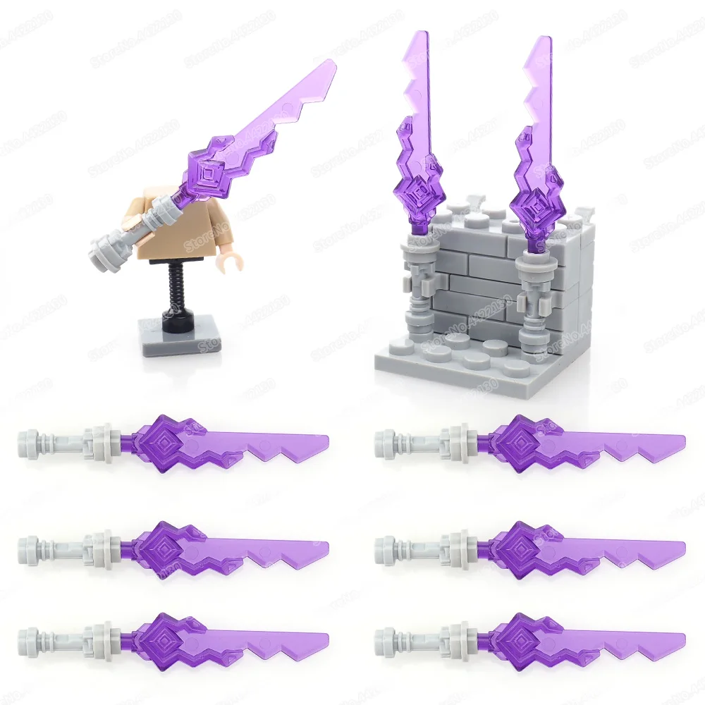 Warrior Purple Light Weapons Serrated Sword Building Block Moc Assemble War Figures Grandmaster Equipment Model Child Gifts Toys