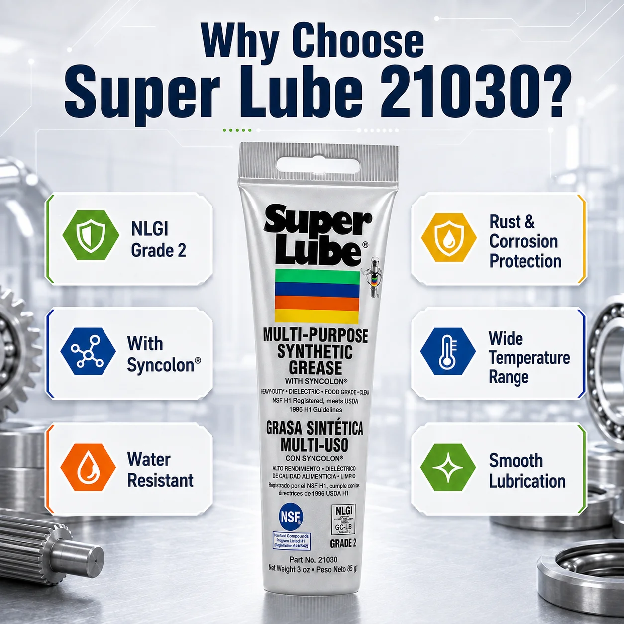 Super Lube 21030 Grease 20g 50g 85g Synthetic Lubricant Waterproof High Temperature Gear Bearing Oil Smooth Long Lasting