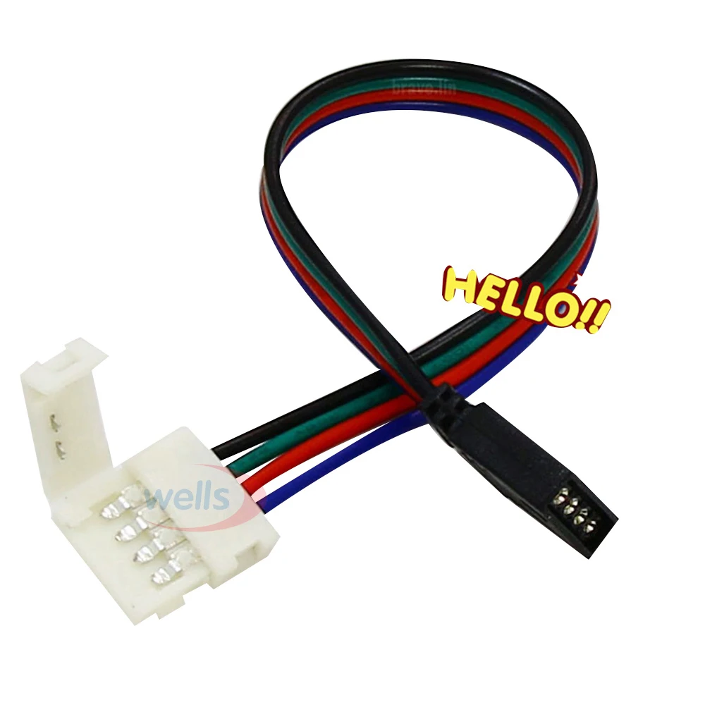 100pcs 4Pin RGB LED Strip Connector Extension Cable 4 pin Connection Wire Light tape Extension Cables Clip 10mm