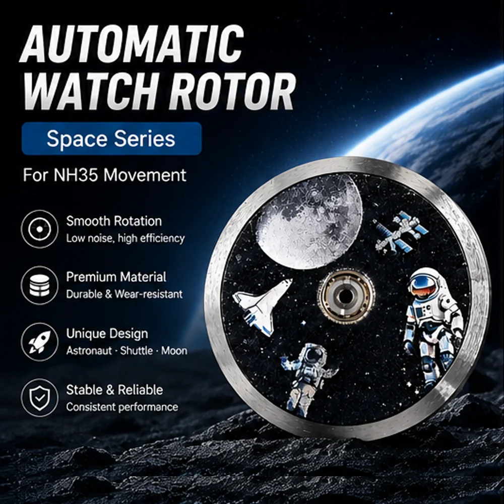 Astronaut Pattern Movement Oscillating Weight Rotors Fits NH35 Mechanical White Watch Accessories Everything For a Watchmaker