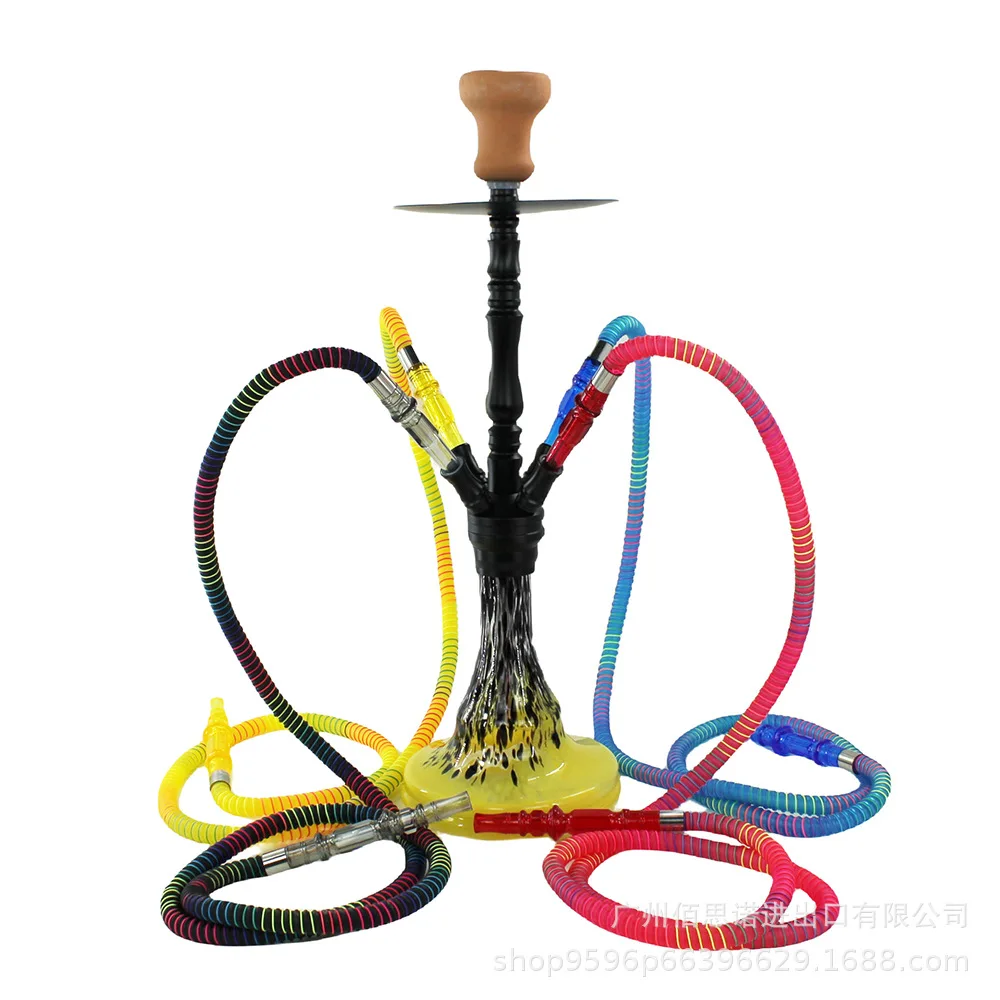 

4 Person Colorful Hose Ktv Bar Arab Aluminum Alloy Hookah Accessories Shisha Hookah