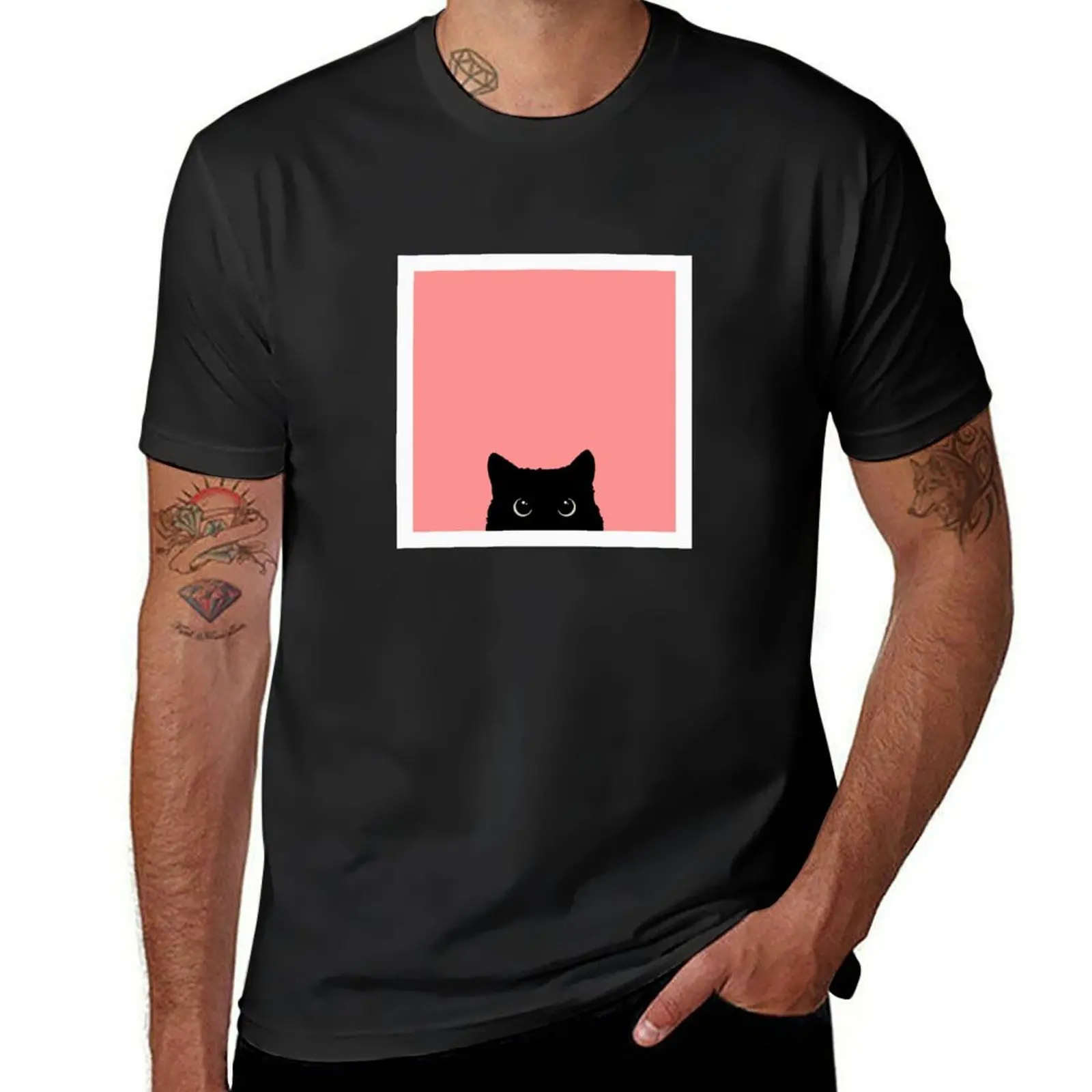 sneaky black cat Simple T-Shirt blanks quick drying summer top cute tops fitted t shirts for men