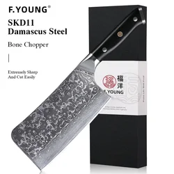 F.YOUNG 6.5-inch Bone Chopper Knife 67 Layer Japanese SKD11 Damascus Steel Sharp Kitchen Cleaver Boning Cutting Meat Chef Knives