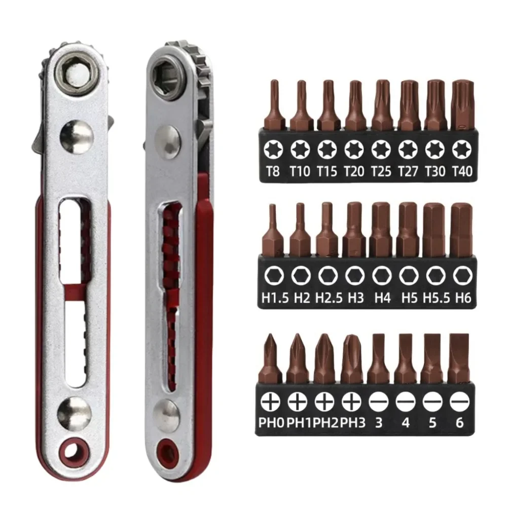 Rechtwinkliger Bidirektionaler Ratschenschraubendreher-Steckschlüsselsatz mit 1/4 Zoll Sechskantgriff, Torx-Schlitz, DIY Multifunktionales Handwerkzeug – Detail 1