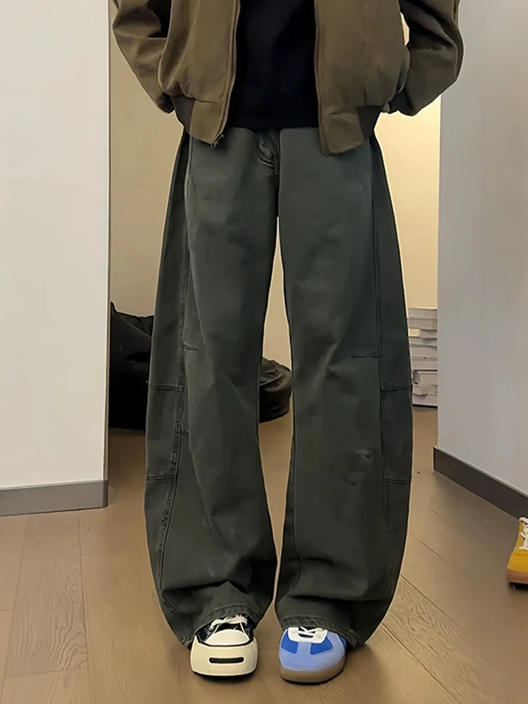 

Military een Men's Wide Leg Jeans Knife Workwear Casual Pants High Street Sle Lengthening Legs Effect American Sle