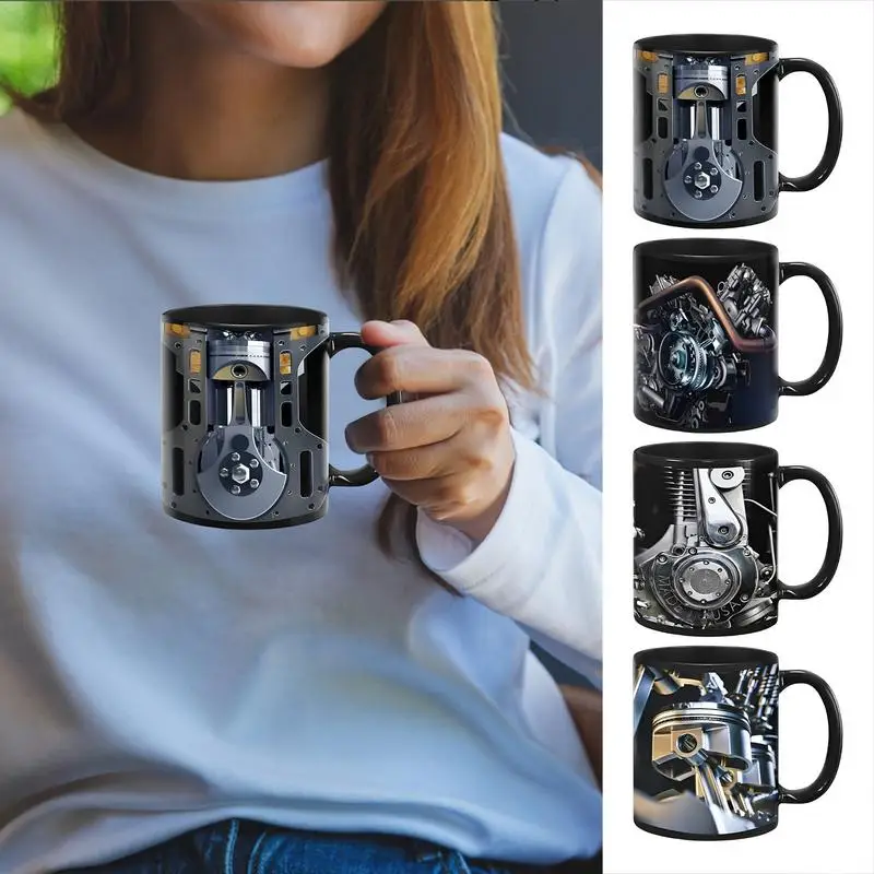 Ceramic MechanicEngine Mug Black Creative Drinking Mugs For Men Espresso Cups Desk Decor, Funny Cup Gifts For Men & Women