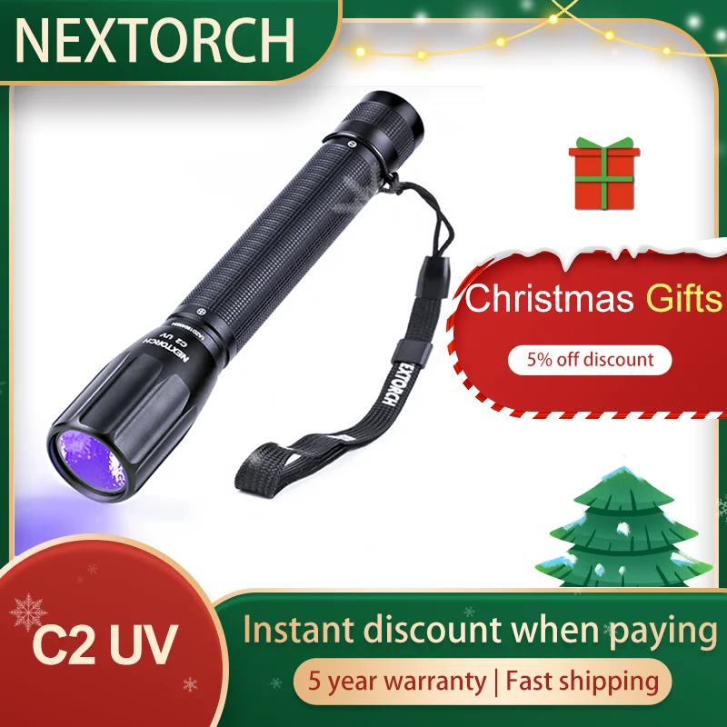 Nextorch C1/C2 405nm UV LED flashlight,professional edc,view stains,scorpions,documents,currency,archaeology,authentication