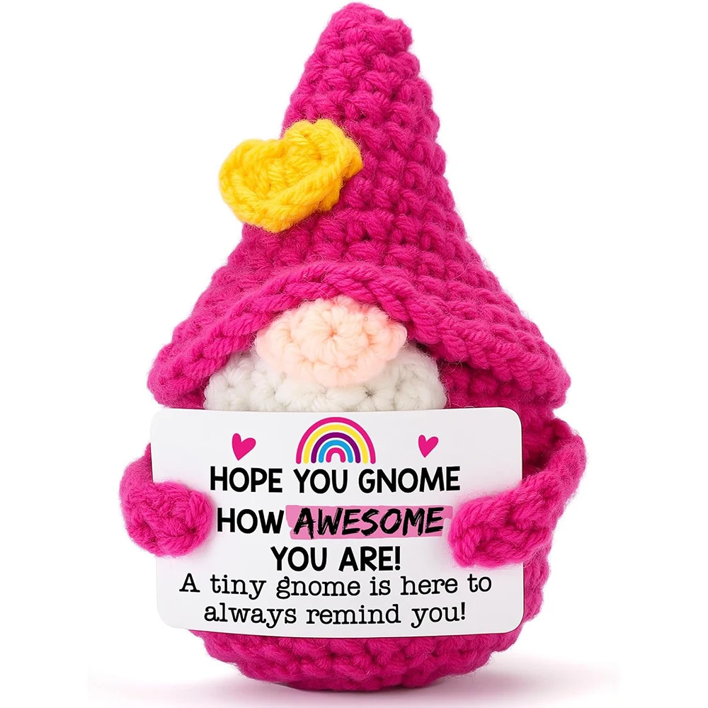 Inspirational Gnome Gifts for Women Crochet Positive Emotional Cheer Support Gifts for Kids Birthday Christmas Office Decor