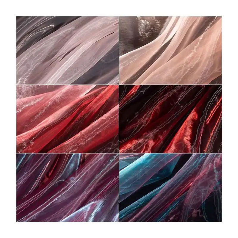 Laser gradient organza fabric dress DIY handmade garment fabric soft yarn stage background clothLaser gradient organza fabric dr