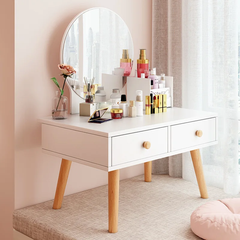 

Bay window dressing table Instagram style small household bedroom Nordic dressing table integrated cabinet minimalist dressing t