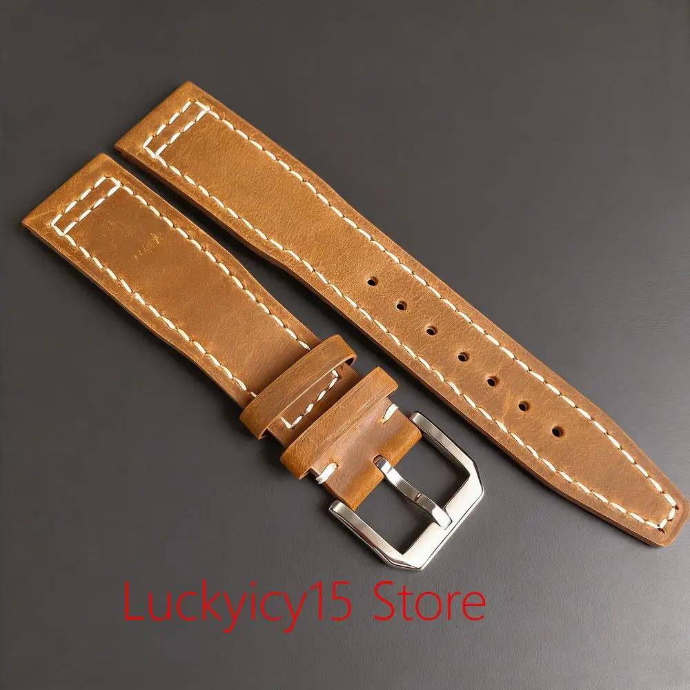 20mm width Vintage Leather Watch Band strap Handmade Stitching Cowhide Strap Wristband orange/brown/black/grey