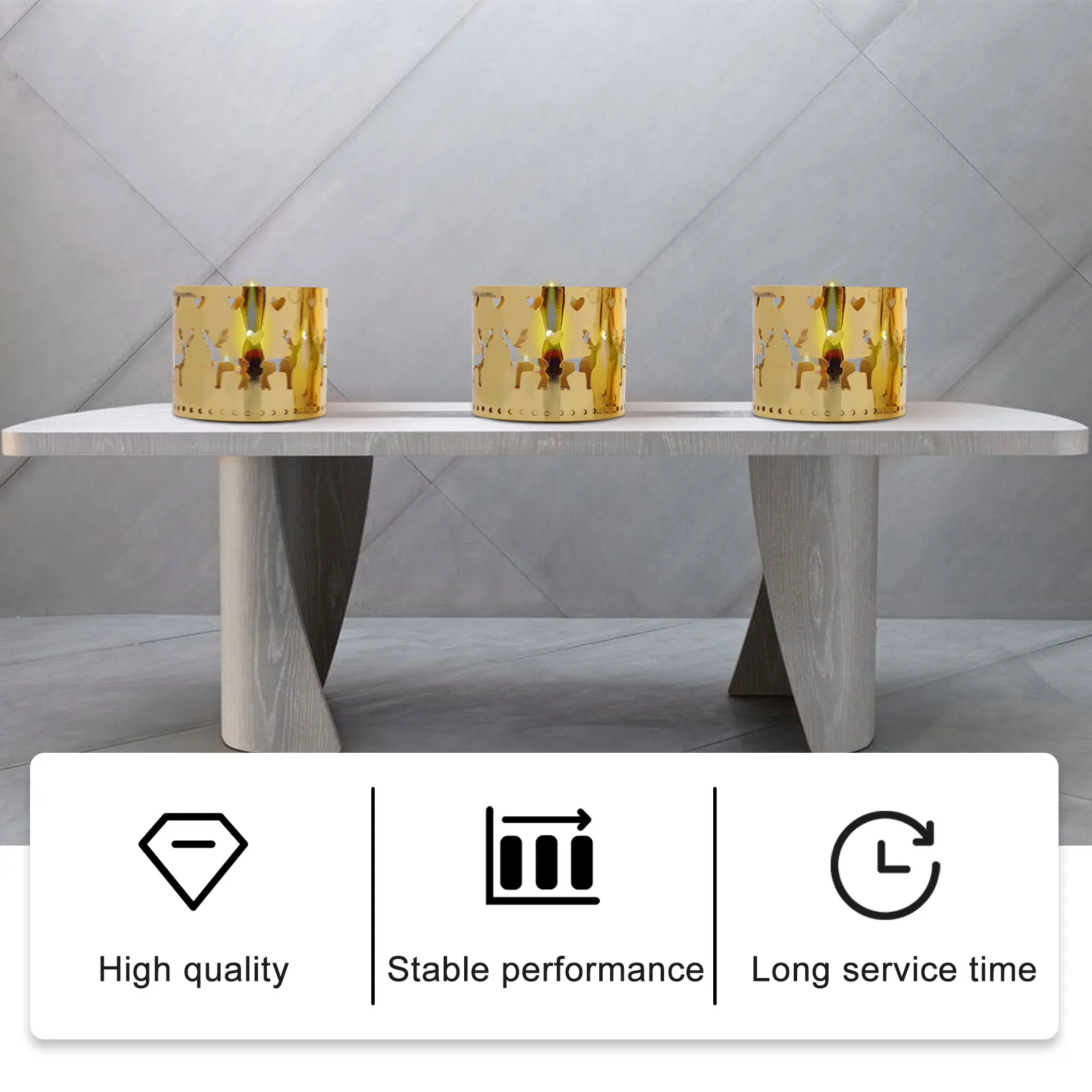 

3Pcs Christmas Hollow Holders Desktop Iron Tea Light Stand Xmas Wedding Party Decorations Desktop Holder