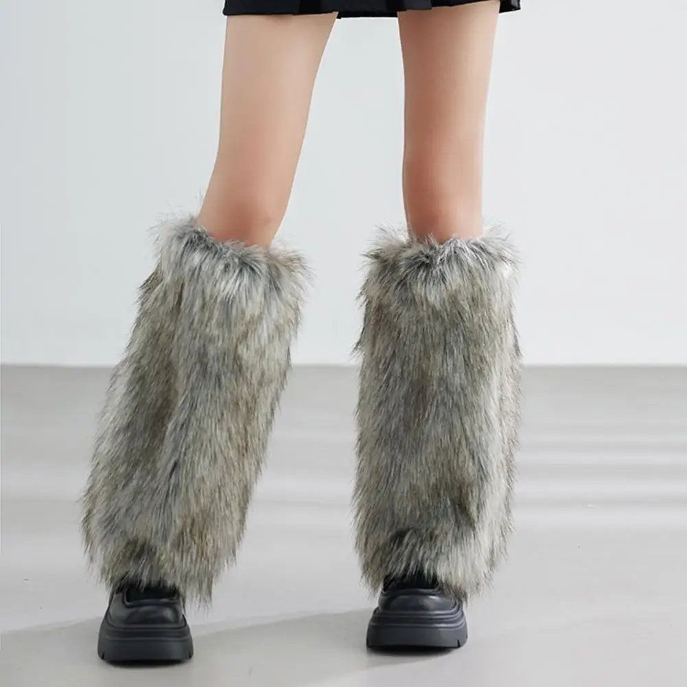 Jambières pour spectacle sur scène, imitation poils de loup pour femmes, manchettes de bottes en peluche pour spectacles sur scène, Costumes d'halloween et de noël