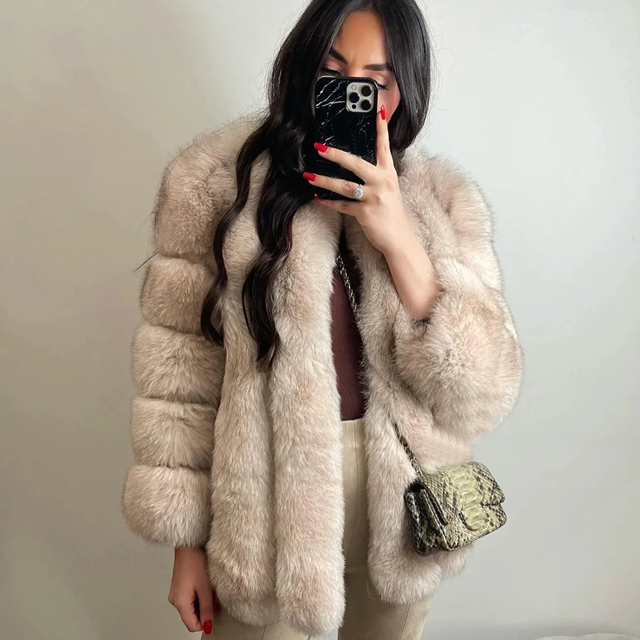 Natural Fur Coat Womens Real Fox Fur Coat Female Winter Warm Clothing Luxury New Arrival Best Selling