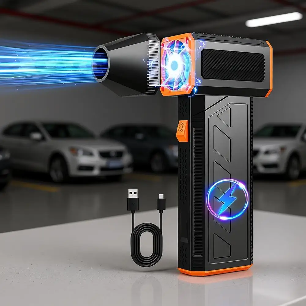 

Перезаряжаемая беспроводная воздуходувка с супермощным двигателем 130000 об/мин, 3 регулируемые скорости, ручная, портативная, турбо-воздуходувка для сдувания пыли, модель M