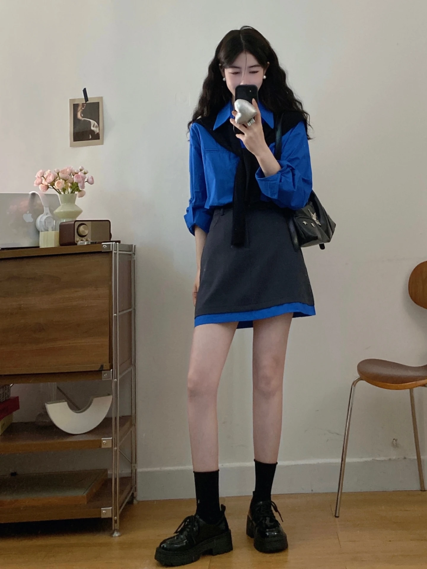 

Spring Autumn Women's plus Size Fashion Set with Shawl Long Sleeve Shirt Half Skirt Three Piece Set High Waist Slim Fit Casua...