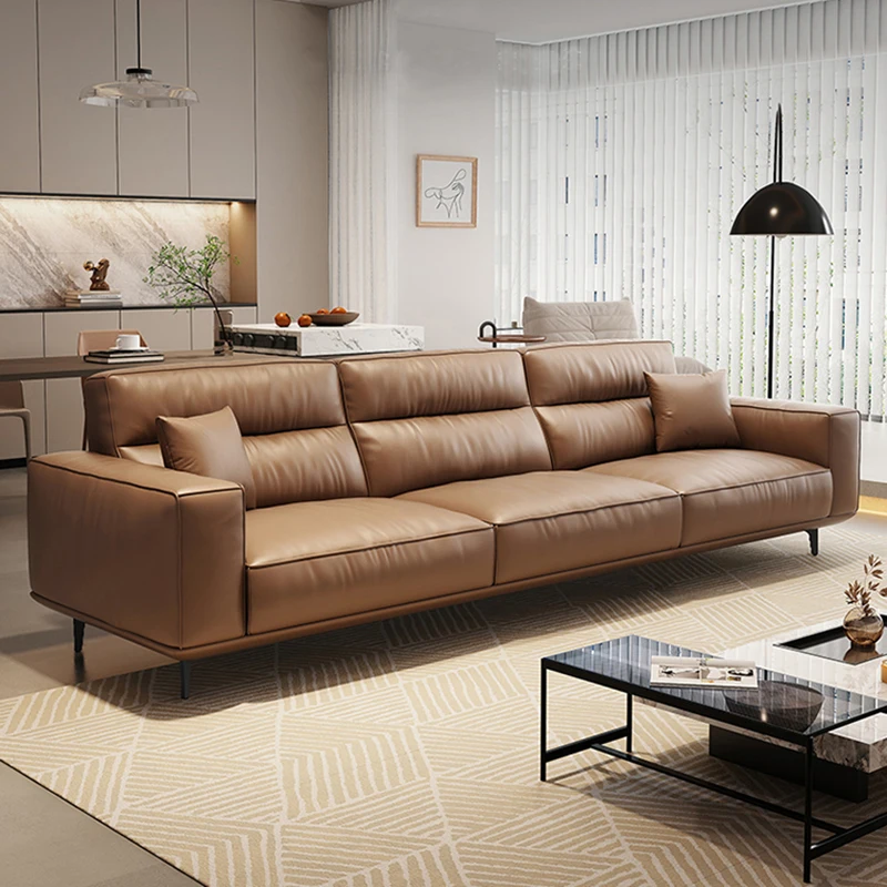 

Leather office combination, simple and modern, business reception, negotiation and reception, straight row three seater sofa