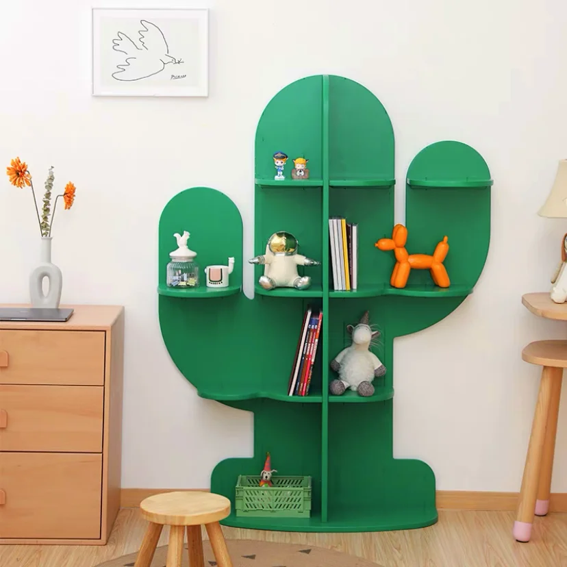 Creative Bookshelf Children's Room Cactus Storage bookcase Library Kindergarten Picture Book Gallery Reading Area Creative