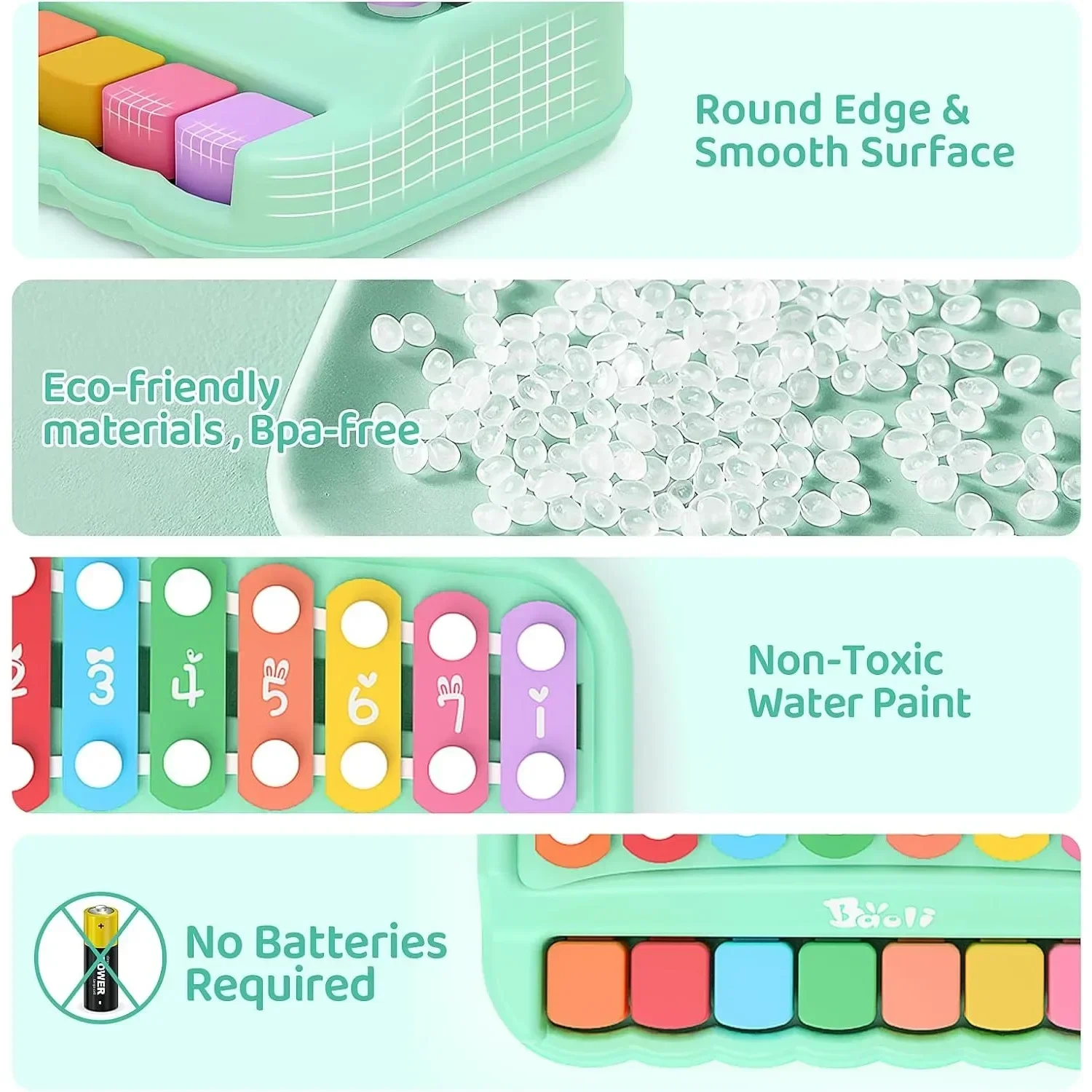 2-In-1 Baby Piano Xylophone Toy for Toddlers Multicolored Key Keyboard Preschool Educational Musical Learning Instruments Toy