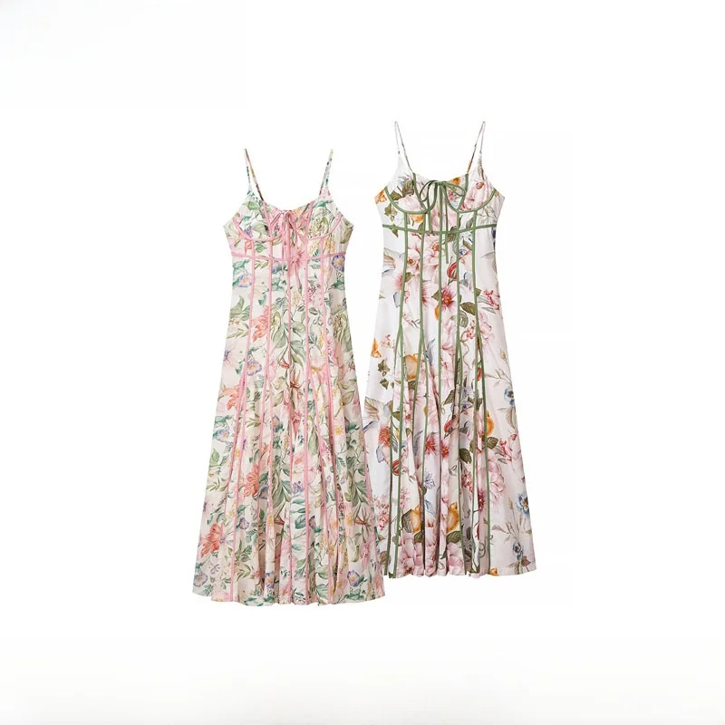 Spring Summer New Arrival Women's Dress ZR Style Fashionable Simple Print Maxi Strapless Dress City Commute Polyester Fiber