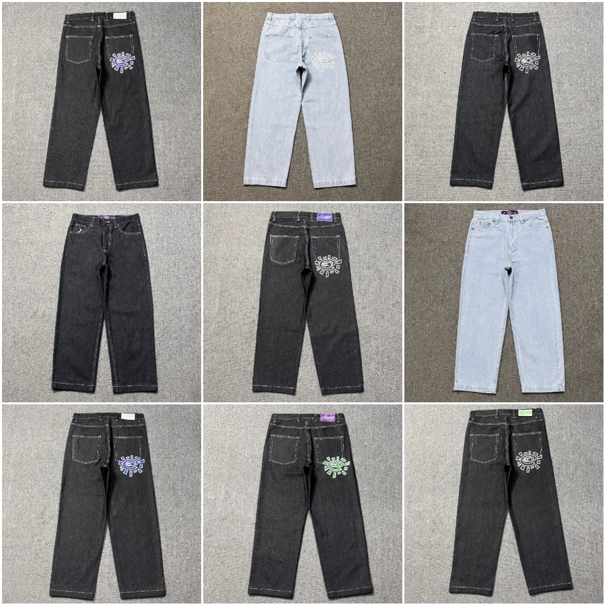 

ADWYSD Sun Print Waed Casual Straight Leg Jeans American High Street Vintage Loose Fit Denim Pants for Men And Women