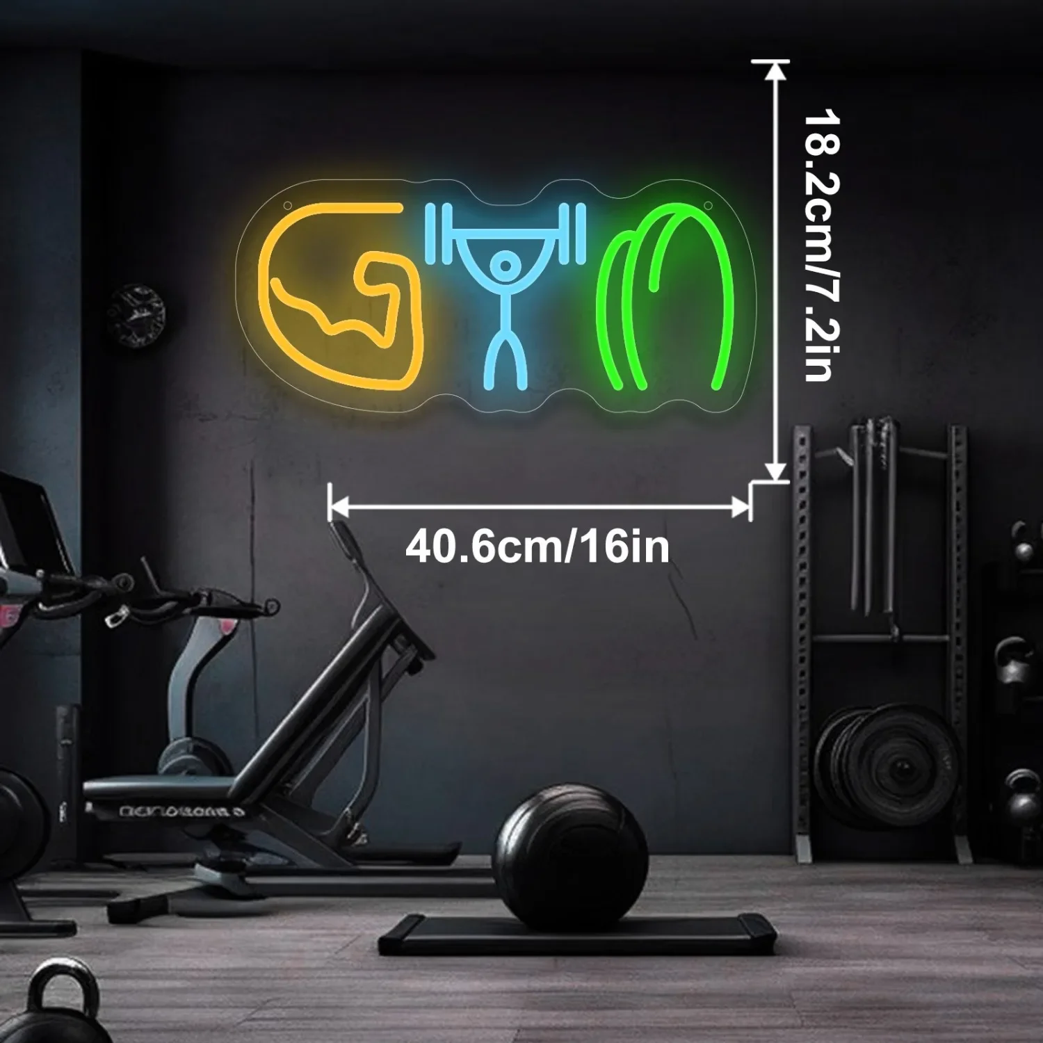 GYM Neon Sign Muscle LED Neon Light for Bedroom Gym Fitness Room Game Room Sport Competition Wall Decor Dimmable Gift for Friend