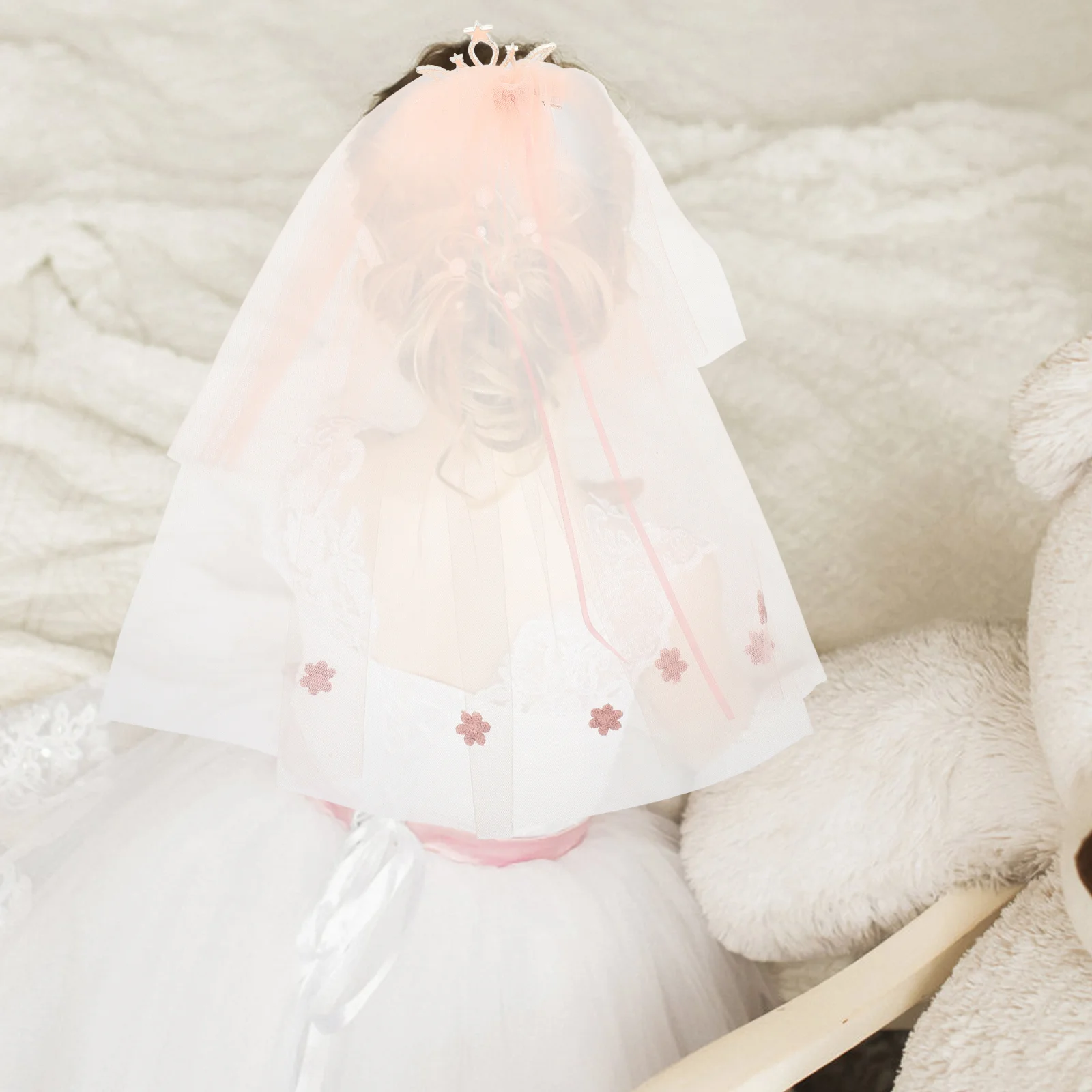 

Veil with Hair Comb Headbands for Kids Girls Costume Crown Photography Rhinestones