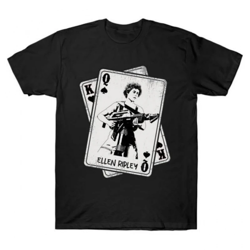 Retro Ellen Ripley Card Style Xenomorp Horror movie Weyland Sci-Fic Alien Gift T-Shirt 100% cotton Graphic clothes All size tops