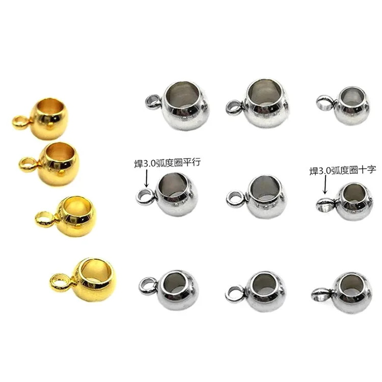 10pcs Stainless steel large hole bead welding parallel ring positioning bead hand rope DIY jewelry accessories