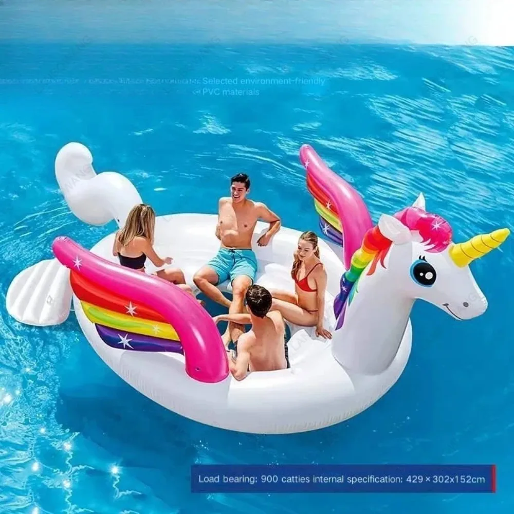 Giant Inflatable Flamingo Unicorn Pool Float 6‑8 Person Large Floating Island Beach Pool Party Toy