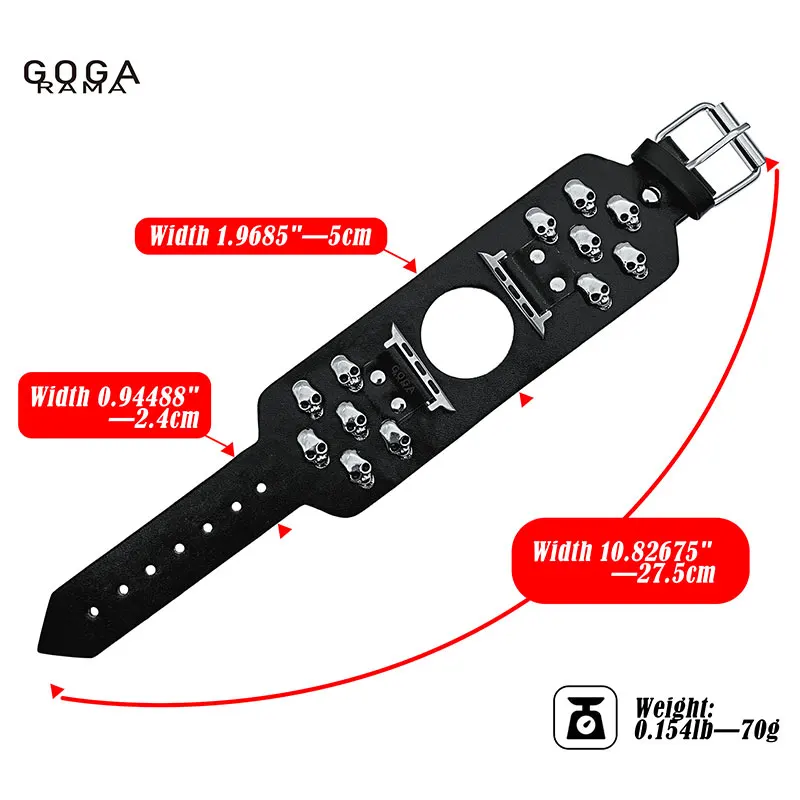 Personalized Black Skull Leather Apple Strap 45mm 41mm 44mm 40mm 46mm 49mm Bracelet IWatch Series 7 SE 8 9 Ultra 2 3 10 11 Strap