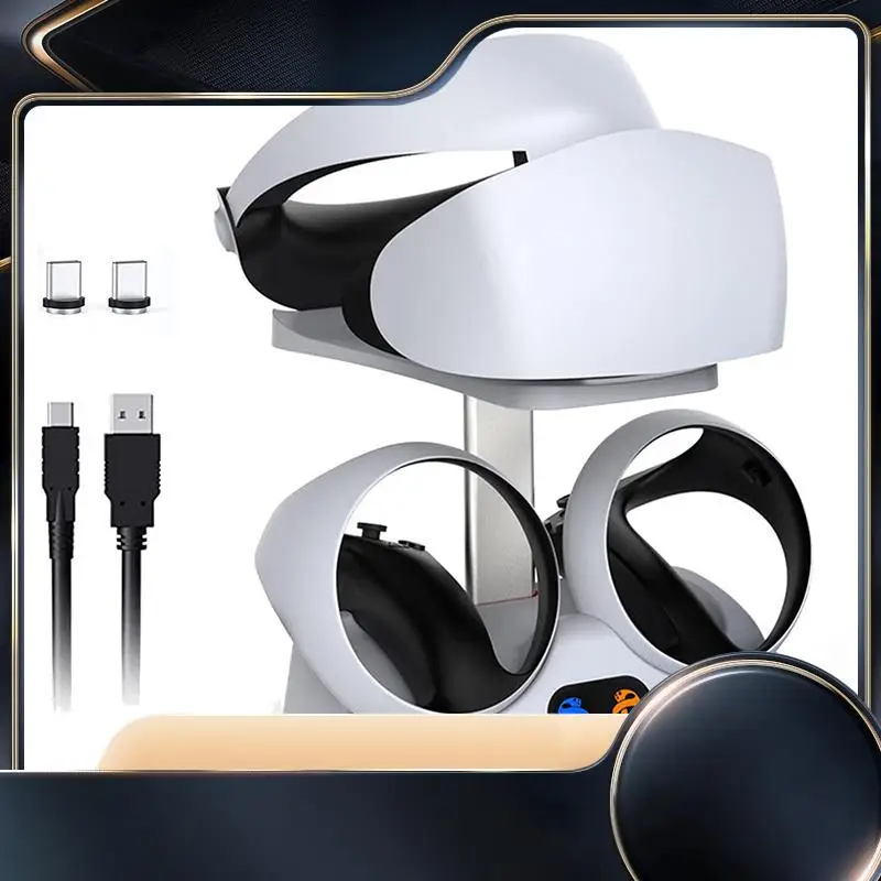 

Зарядная станция для контроллеров PSVR2 с держателем гарнитуры, подставка для зарядного устройства виртуальной реальности, док-станция для дисплея гарнитуры PSVR2-N34R