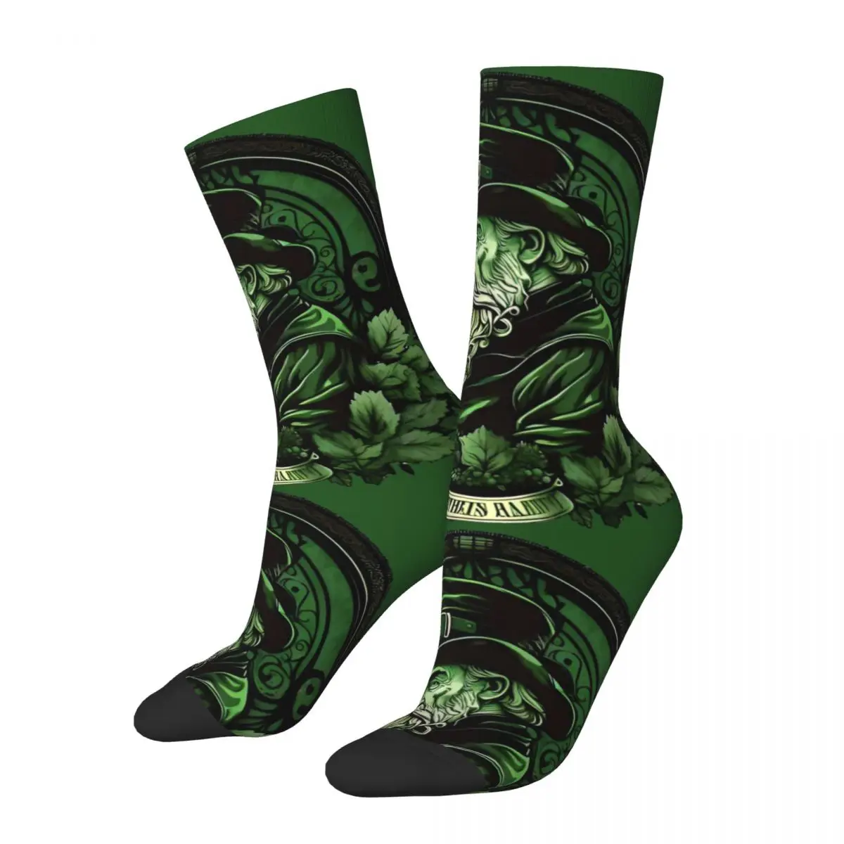 Hip Hop Retro Classic Crazy Men's compression Socks Unisex St. Patrick's Day Irish Shamrock Harajuku Pattern Printed Crew Sock