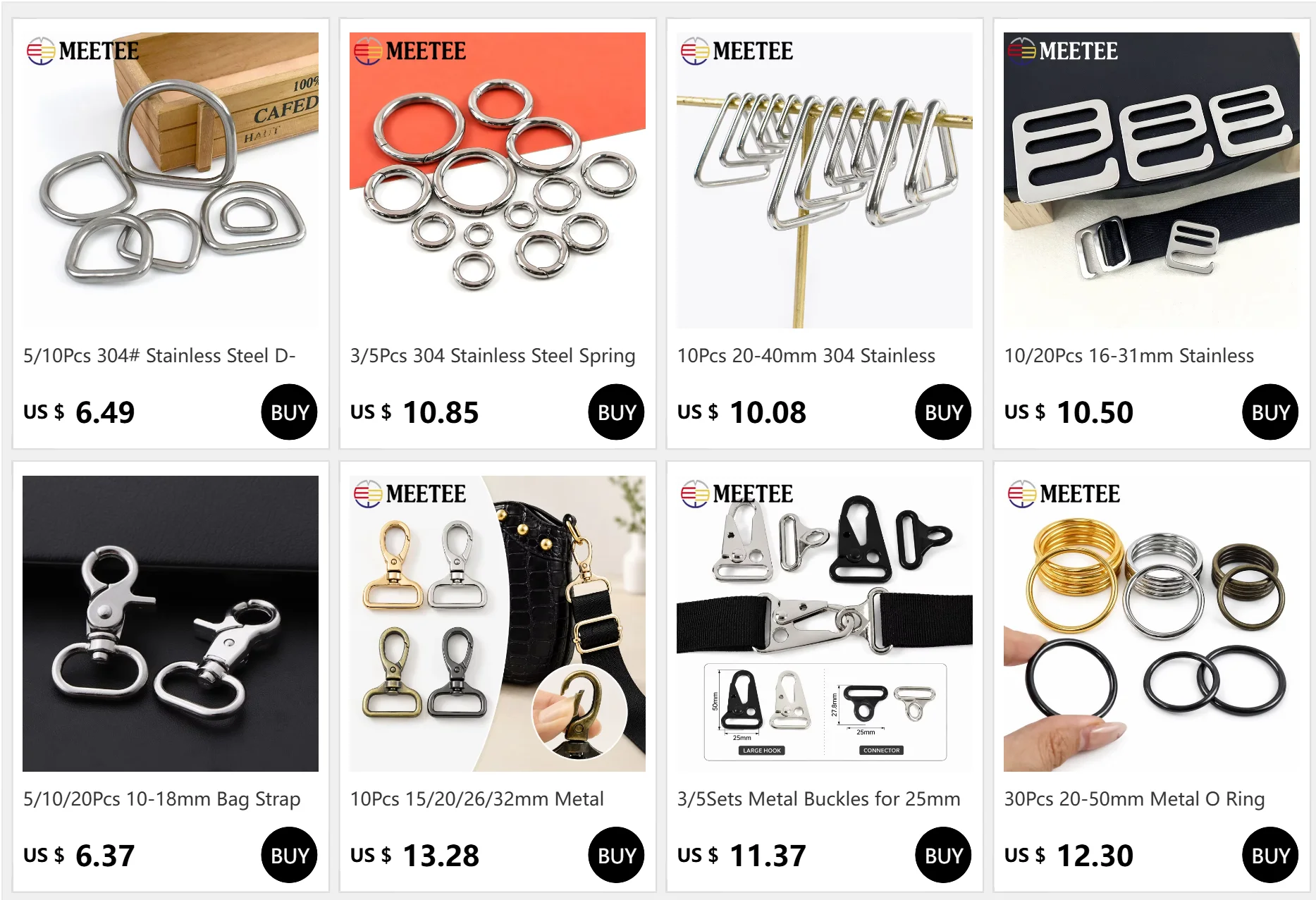 3-5 Stück 15-100mm Edelstahl O-Ringe Metallschnallen für Taschenriemen Verbindungsringe Hundehalsband-Schlaufen DIY Hardware-Zubehör – Detail 1
