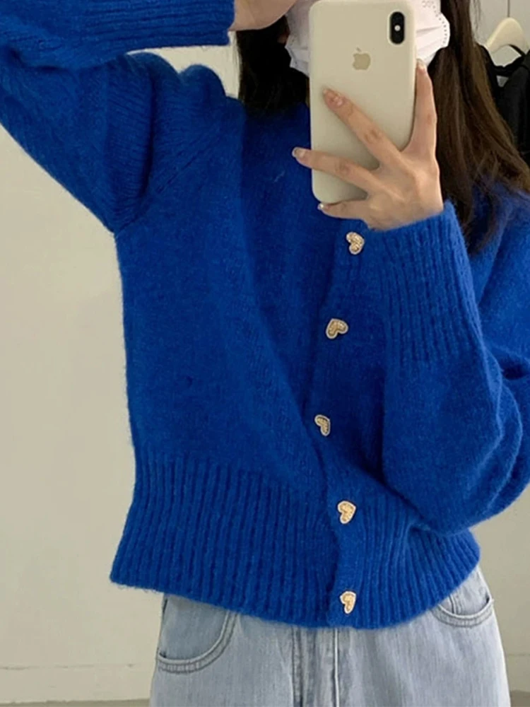 Women\'s Green Cardigan Sweater Aesthetic Y2k Elegant Vintage Long Sleeves Knitted Jumper Christmas Sweater 2000s Clothes Autumn