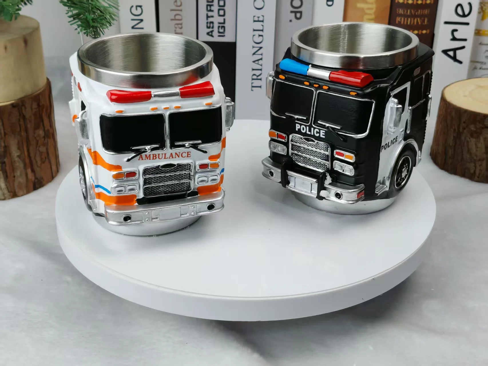 3D Police Car & Ambulance Mug Set | Unique Birthday Gift for Boys & Car Enthusiasts