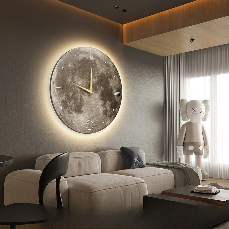 

Real painting Round moon with clock Clock porch painting Aisle corridor Living room hanging painting