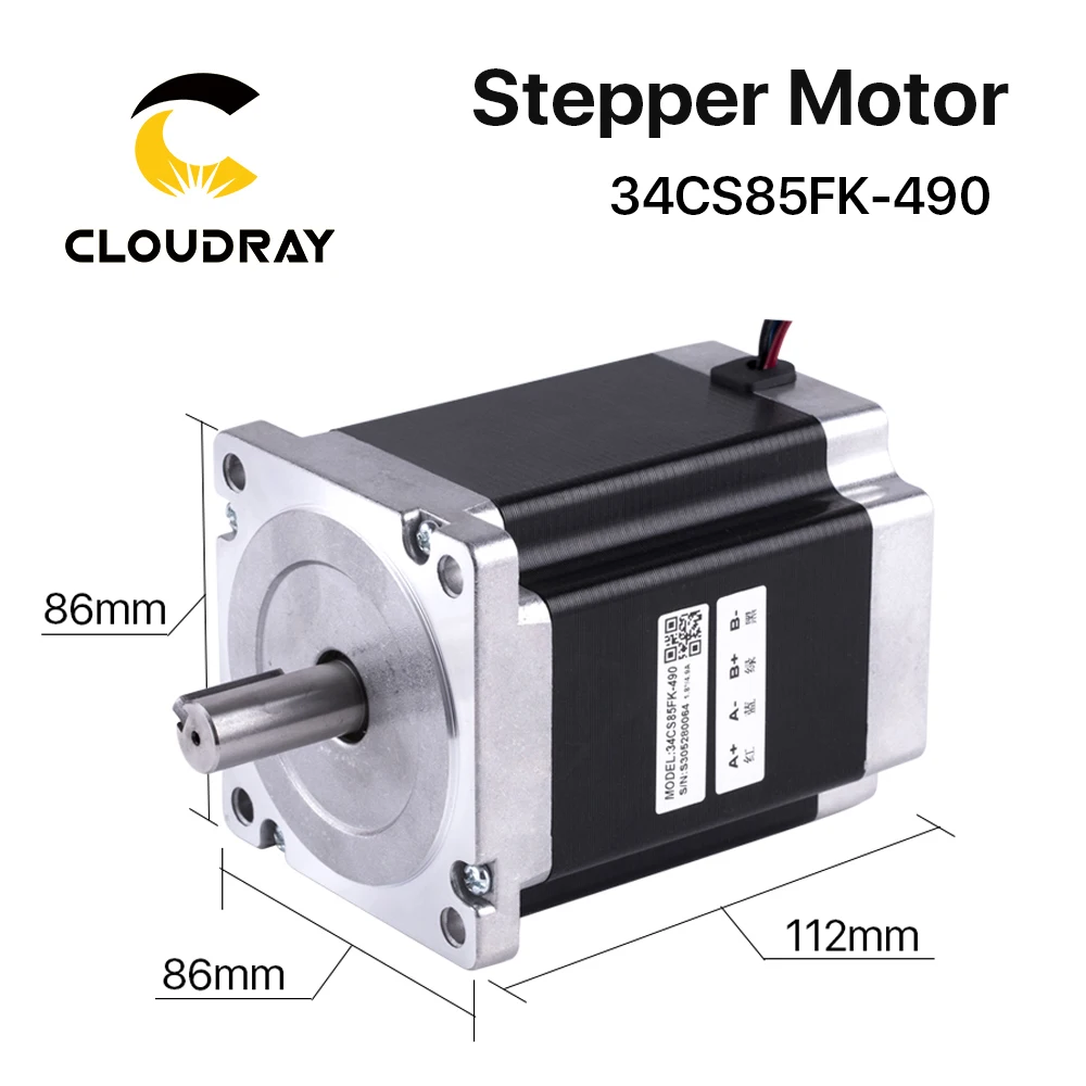 Imagem -04 - Nema 34 Stepper Motor para Fresadora de Gravação Cnc 4-lead High Torque 112 mm Phase 8.5n.m 4.9a 34cs85fk490